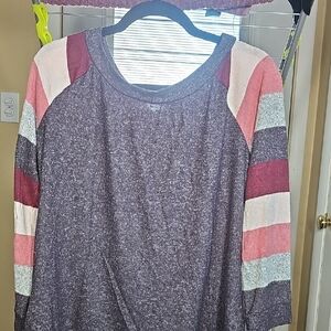Market & Spruce Purple and Pink Striped Sweater